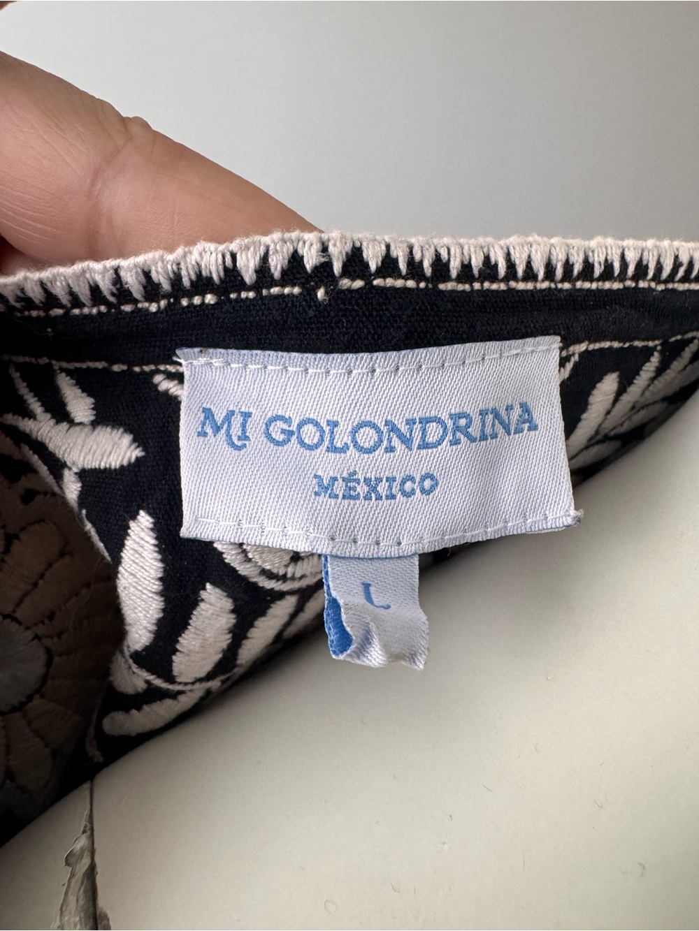 Mi Golondrina Black Embroidered Cotton Maxi Dress L Balloon Sleeve Boho 795$ - Picture 5 of 8